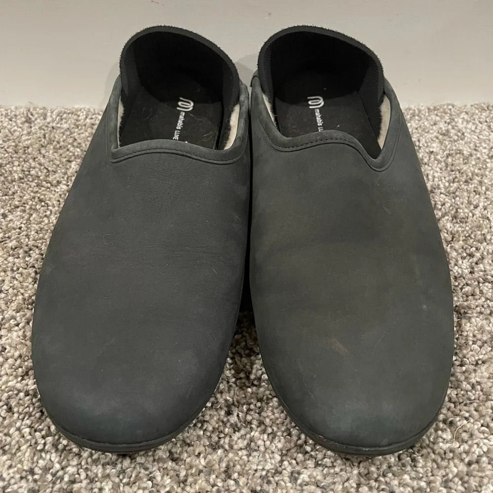 Mahabis Luxe men's black leather slippers, size 43 EU / 10 US - Picture 3 of 11